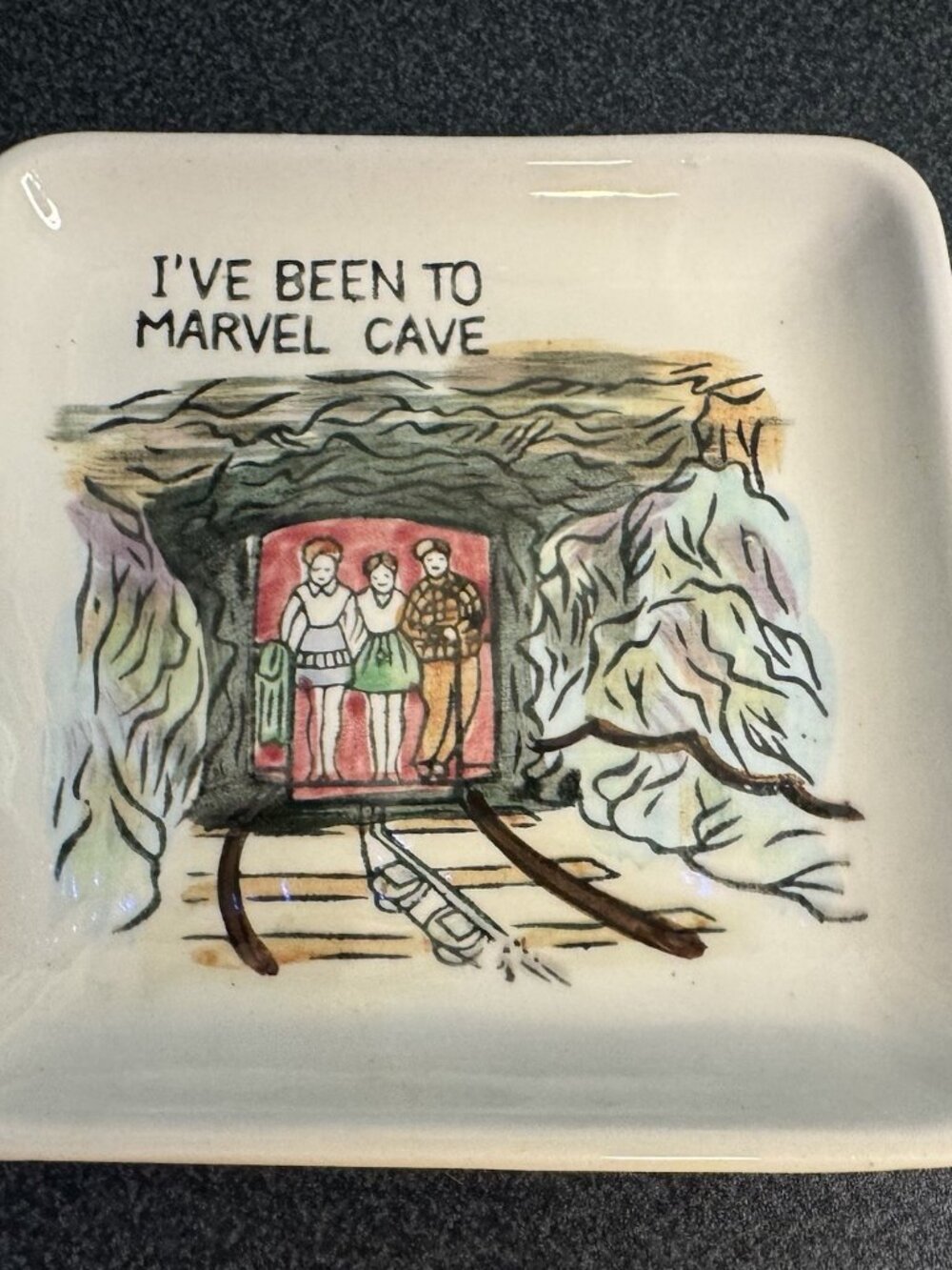 Hand painted Vintage Marvel Cave Silver Dollar City Souvenir Trinket Plate